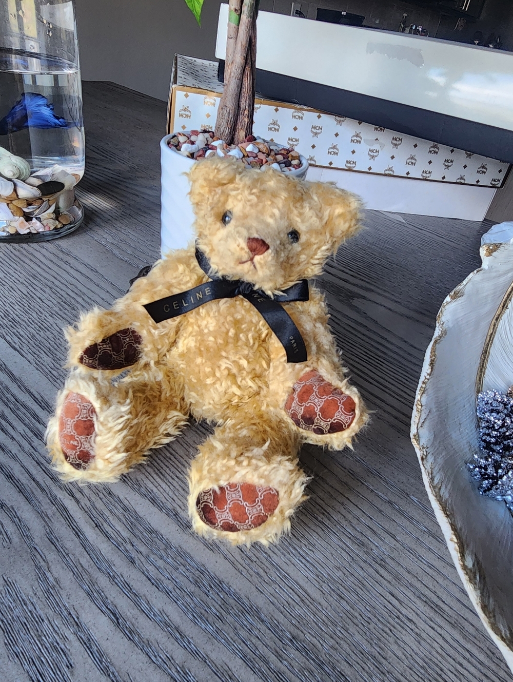 Authentic Celine Honey Gold Teddy Bear with Celine Ribbon